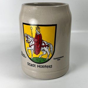 Vtg Franz Stober Stadt Hollfeld Coat of Arms Beer Stein Mug .5 L Stoneware
